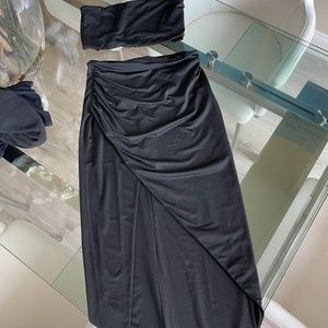 Super down wrap skirt with one shoulder top